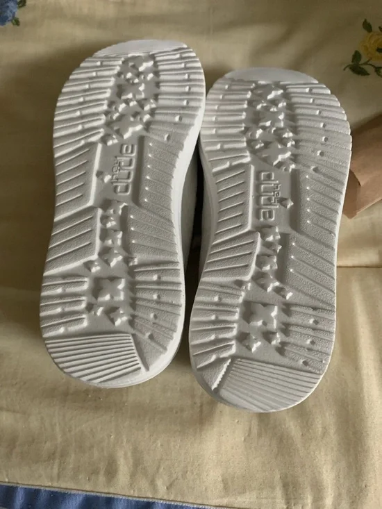 Hey Dude White Knit Slip-On Sneakers with Coral Accents - Picture 3 of 3